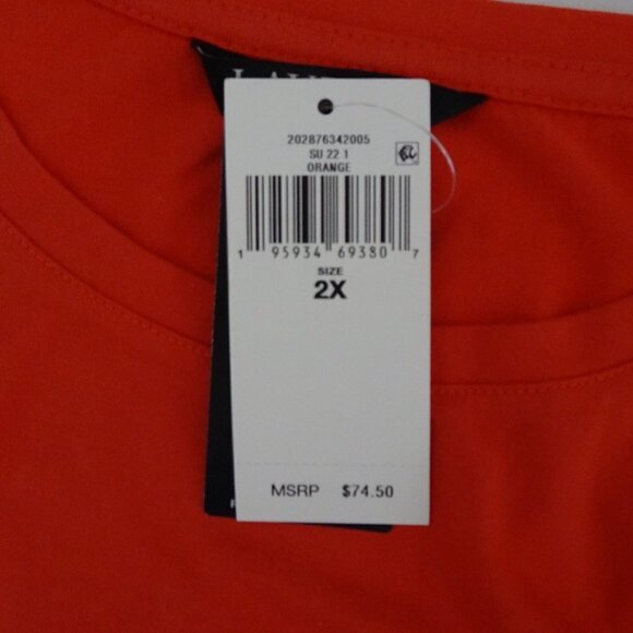 Ralph Lauren Logo Top Women's 2X Orange Embroidered Short Sleeve - Picture 6 of 8